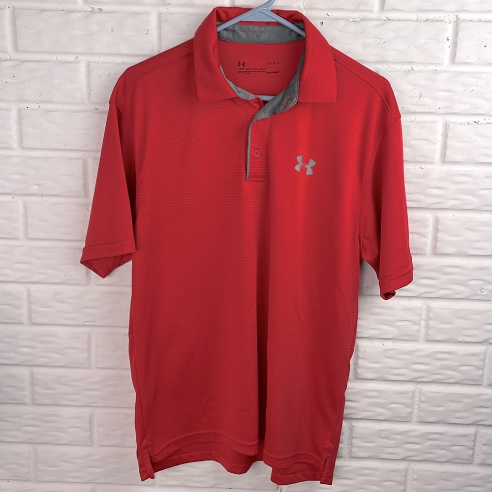 UNDER ARMOUR Mens Tech Performance Short Sleeve Polo Loose fit Heatgear Size LG - Picture 2 of 12